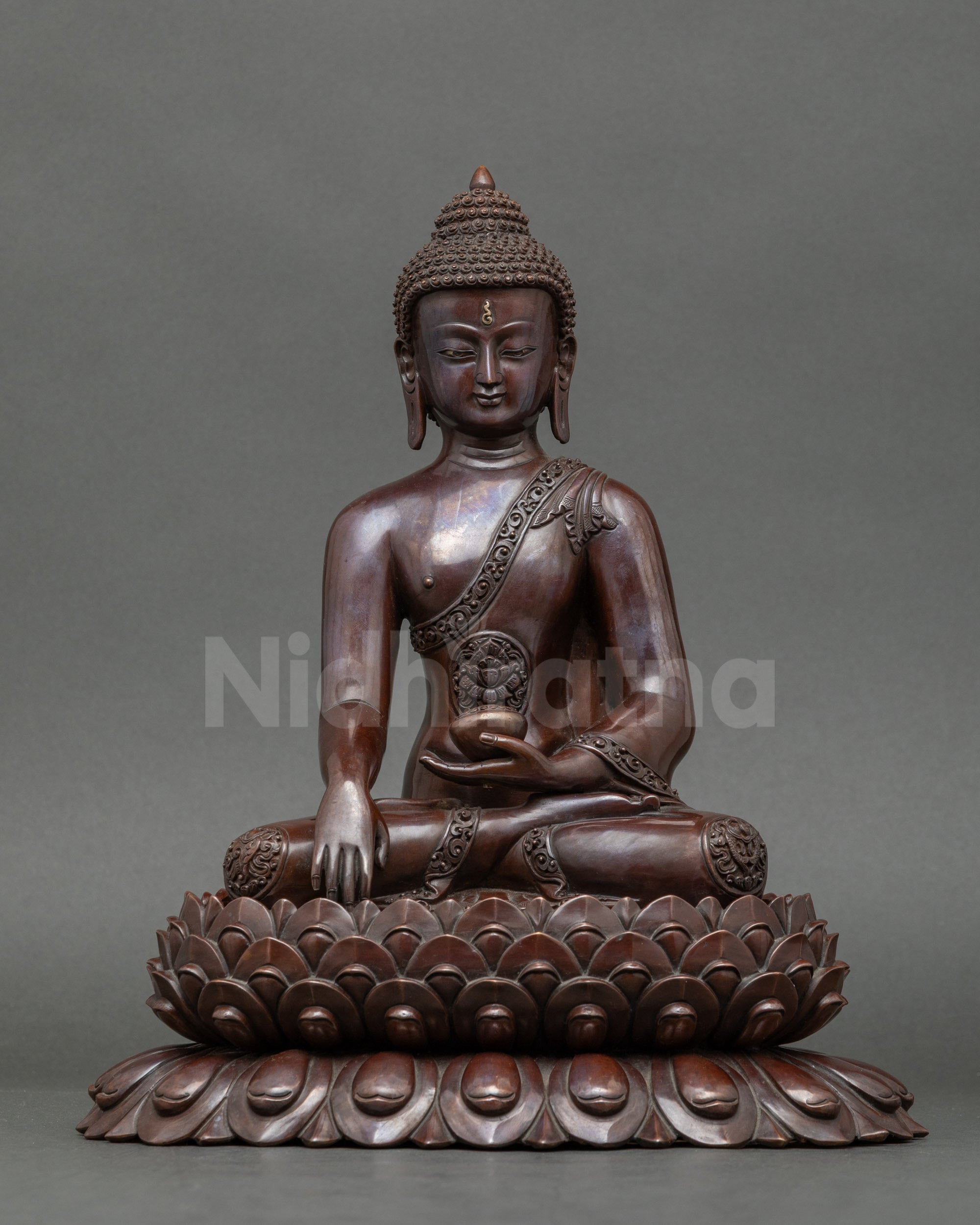 Shakyamuni Buddha statue from Patan, Nepal, handcrafted gold Buddhist sculpture