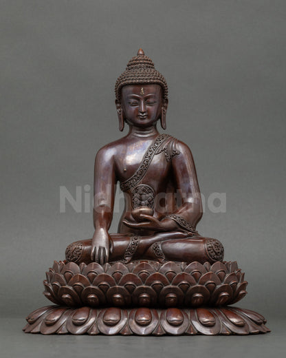Shakyamuni Buddha statue from Patan, Nepal, handcrafted gold Buddhist sculpture
