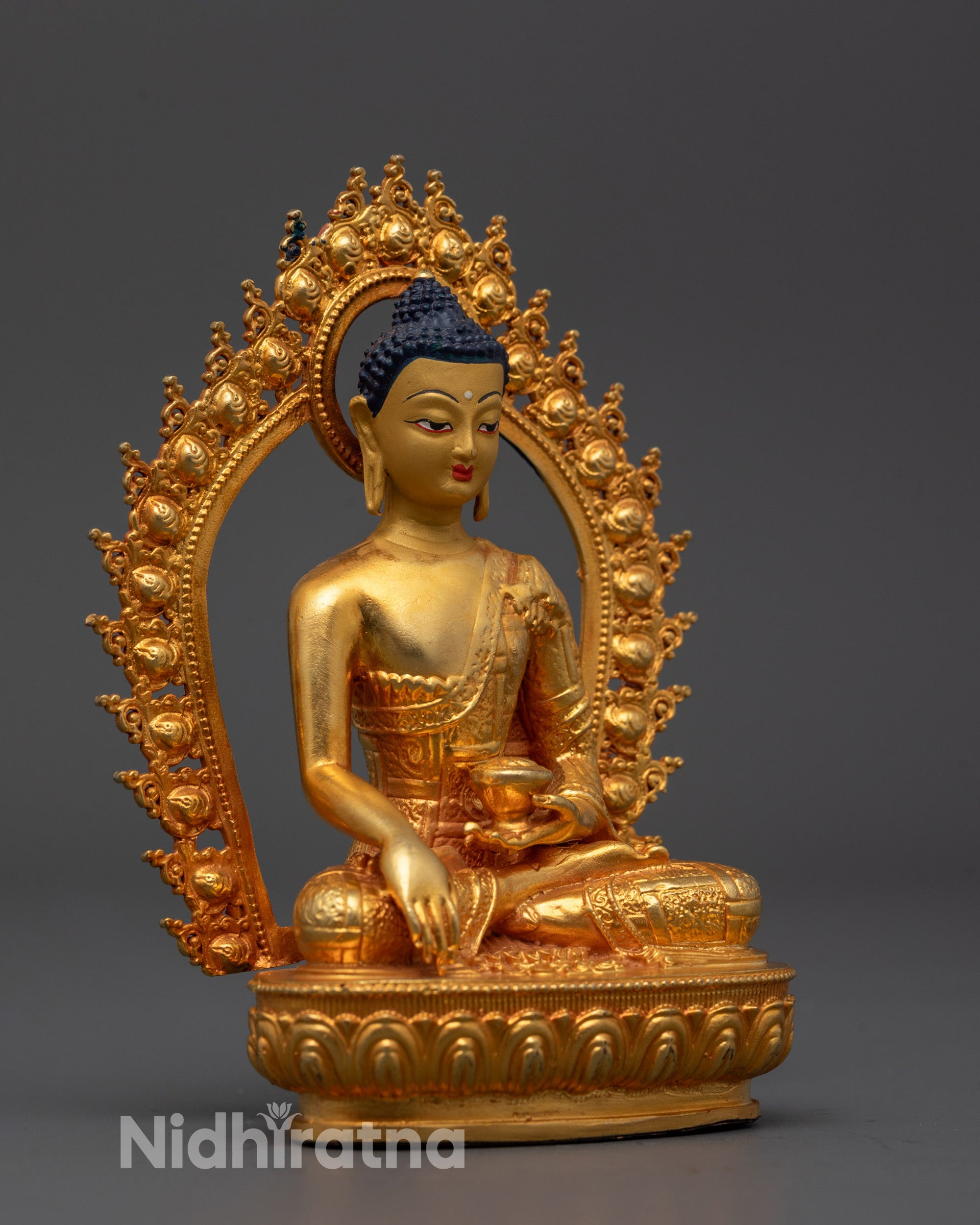 Side view of Shakyamuni Buddha Statue featuring hollow chamber for consecration