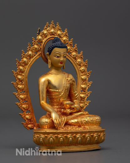 Side view of Shakyamuni Buddha Statue featuring hollow chamber for consecration