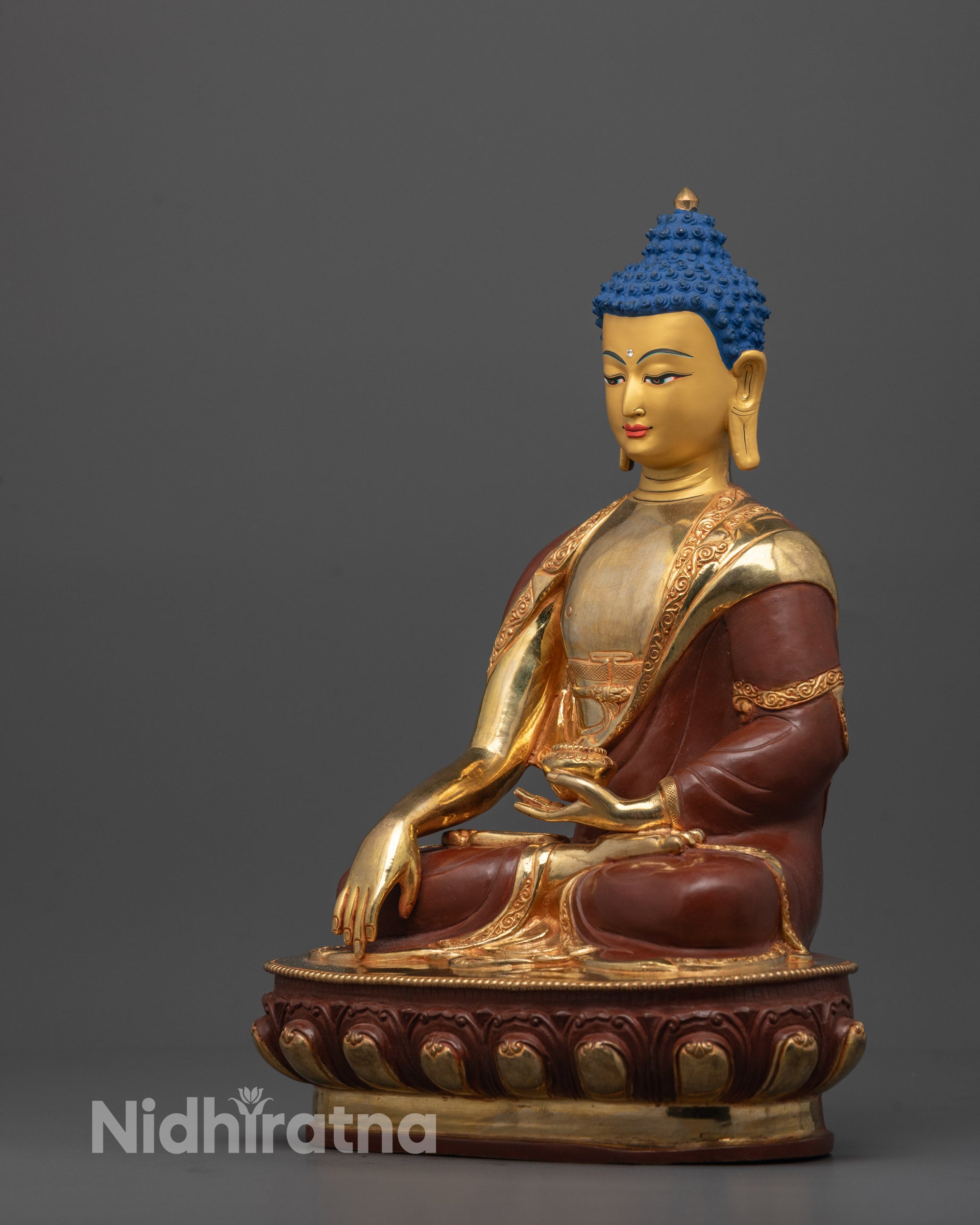 Partially Gold Gilded Shakyamuni Buddha Statue | Lost Wax Copper