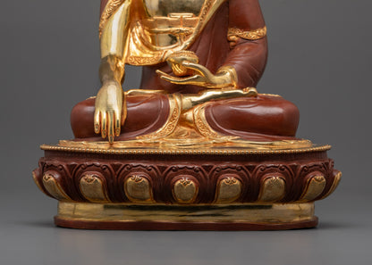 Partially Gold Gilded Shakyamuni Buddha Statue | Lost Wax Copper