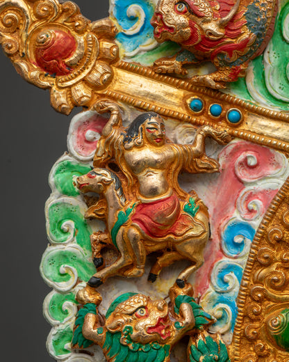 Multi-Color Shakyamuni Buddha Statue on Throne – Meditation Altar Piece