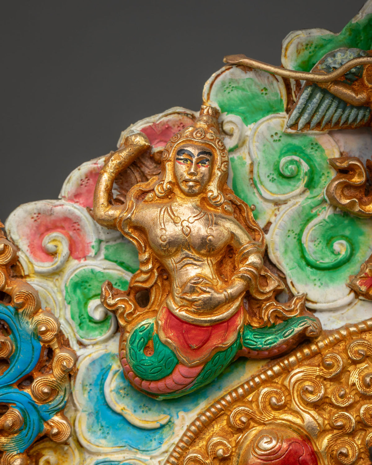 Multi-Color Shakyamuni Buddha Statue on Throne – Meditation Altar Piece