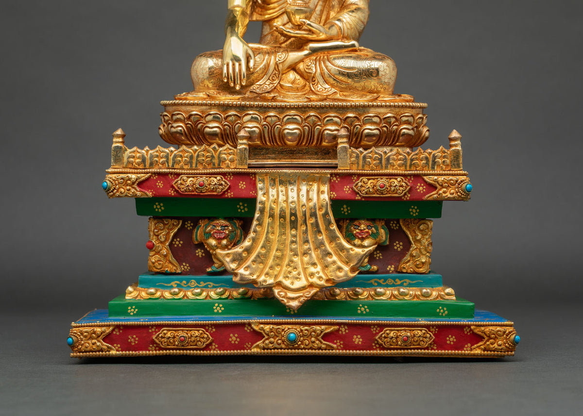 Multi-Color Shakyamuni Buddha Statue on Throne – Meditation Altar Piece