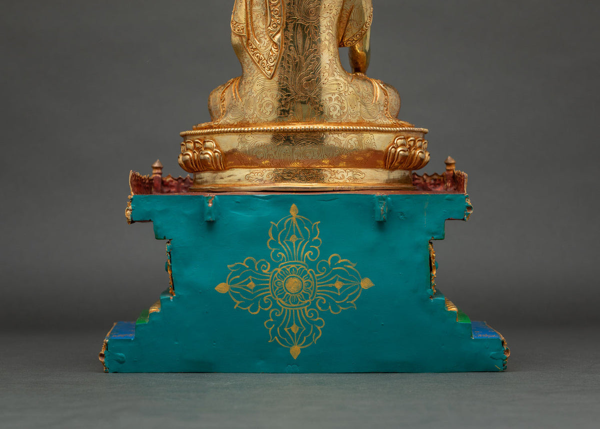 Multi-Color Shakyamuni Buddha Statue on Throne – Meditation Altar Piece