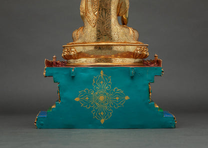 Multi-Color Shakyamuni Buddha Statue on Throne – Meditation Altar Piece