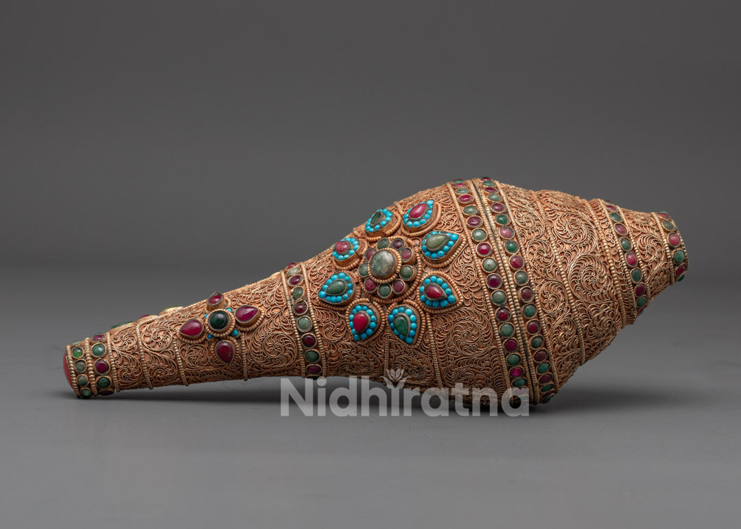 Handcrafted Copper Conch Shell | Buddhist Art