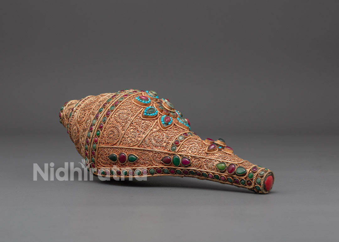 Handcrafted Copper Conch Shell | Buddhist Art