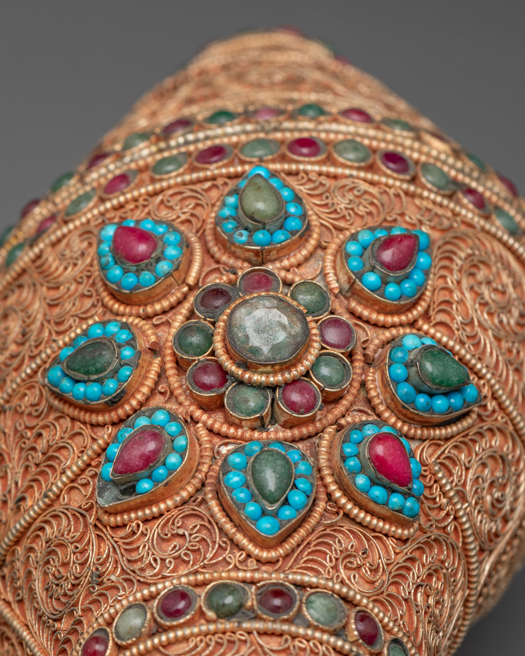 Handcrafted Copper Conch Shell | Buddhist Art