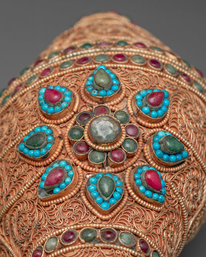 Handcrafted Copper Conch Shell | Buddhist Art