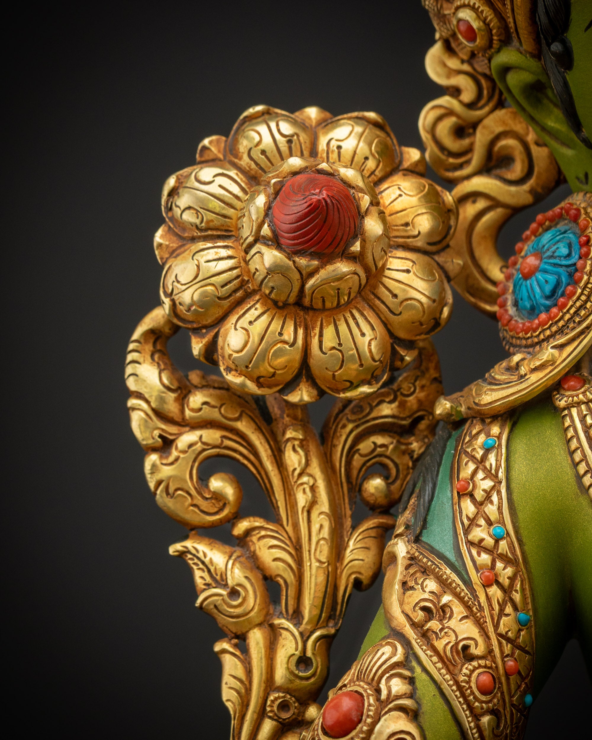 Detailed close up of lotus flower pedestal symbolizing purity spiritual awakening