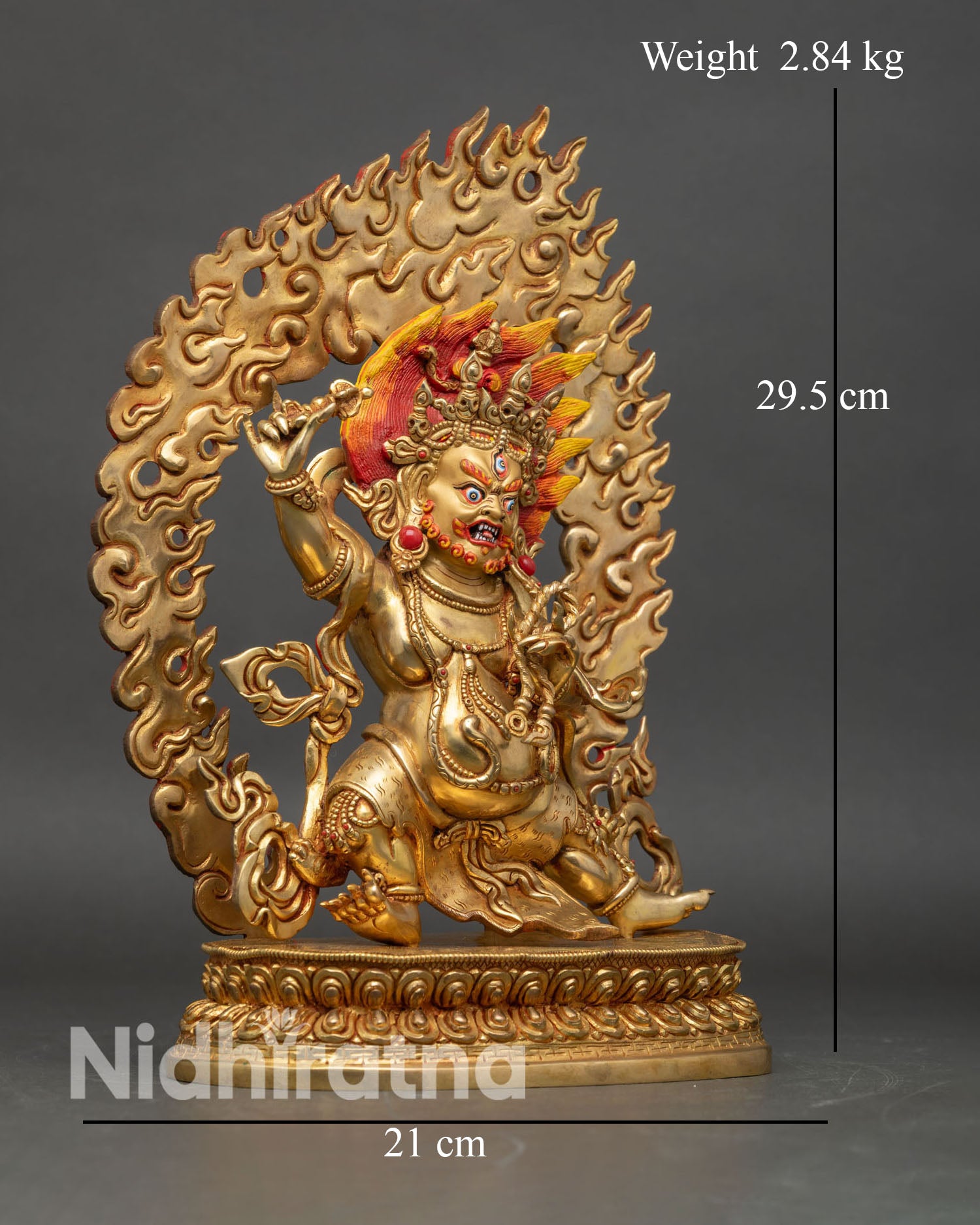 Side-view-of-Vajrapani-Statue-dynamic-posture-Buddhist-guardian-deity-spiritual-altar-decor