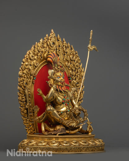 Side Angle of Brahmanrupa Mahakala Holding Skull Cup and Kangling