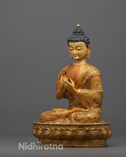 Side View of 24k Gold Gilded Vairocana Buddha Statue