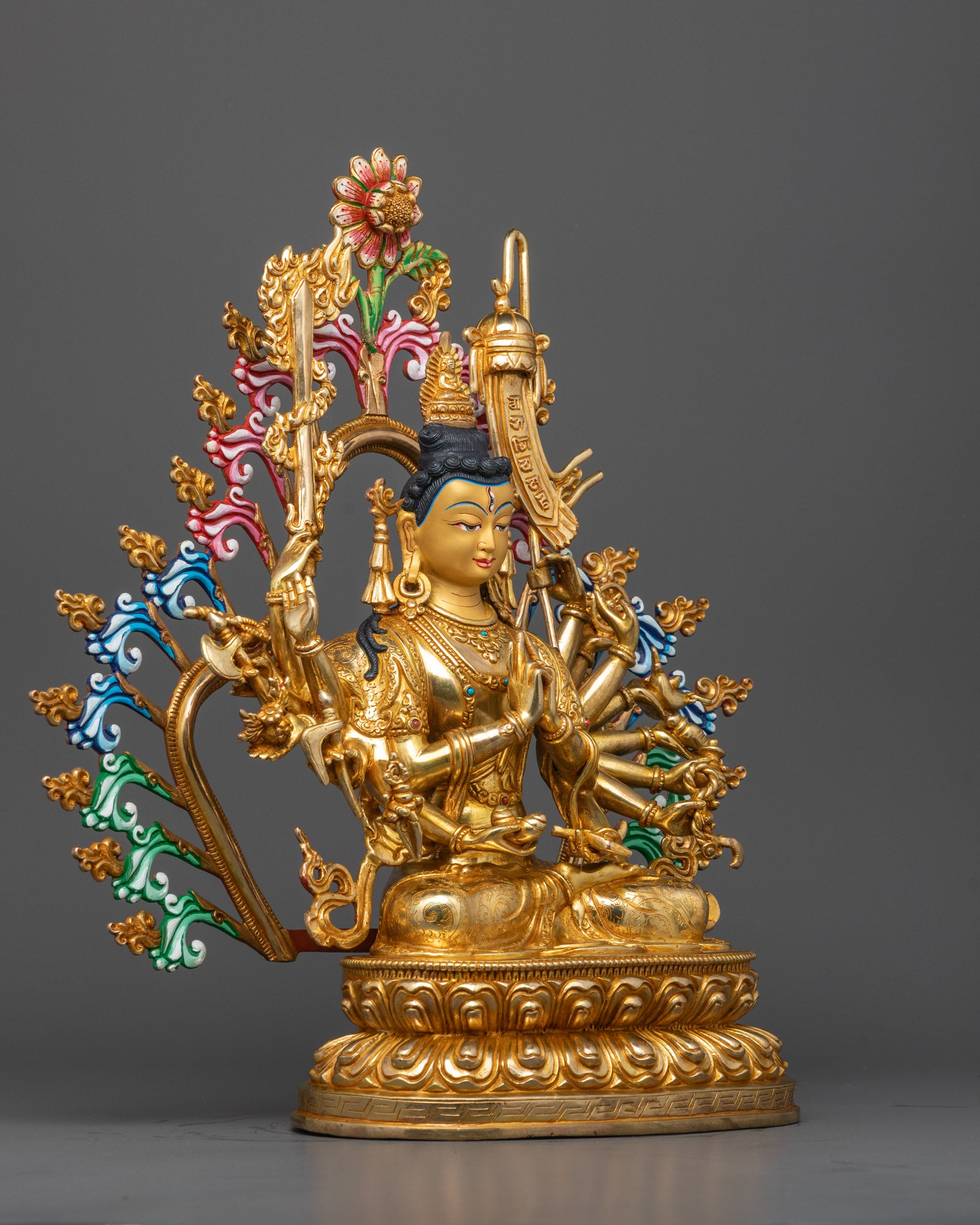 Side View of Chundi Devi Statue Showing Multi-Armed Design