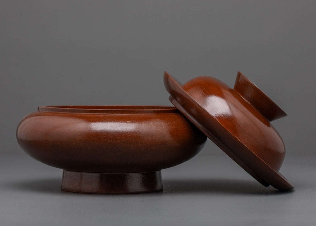 Side View of Paru with Smooth Wooden Finish | Used in Tibetan Buddhist Pujas 