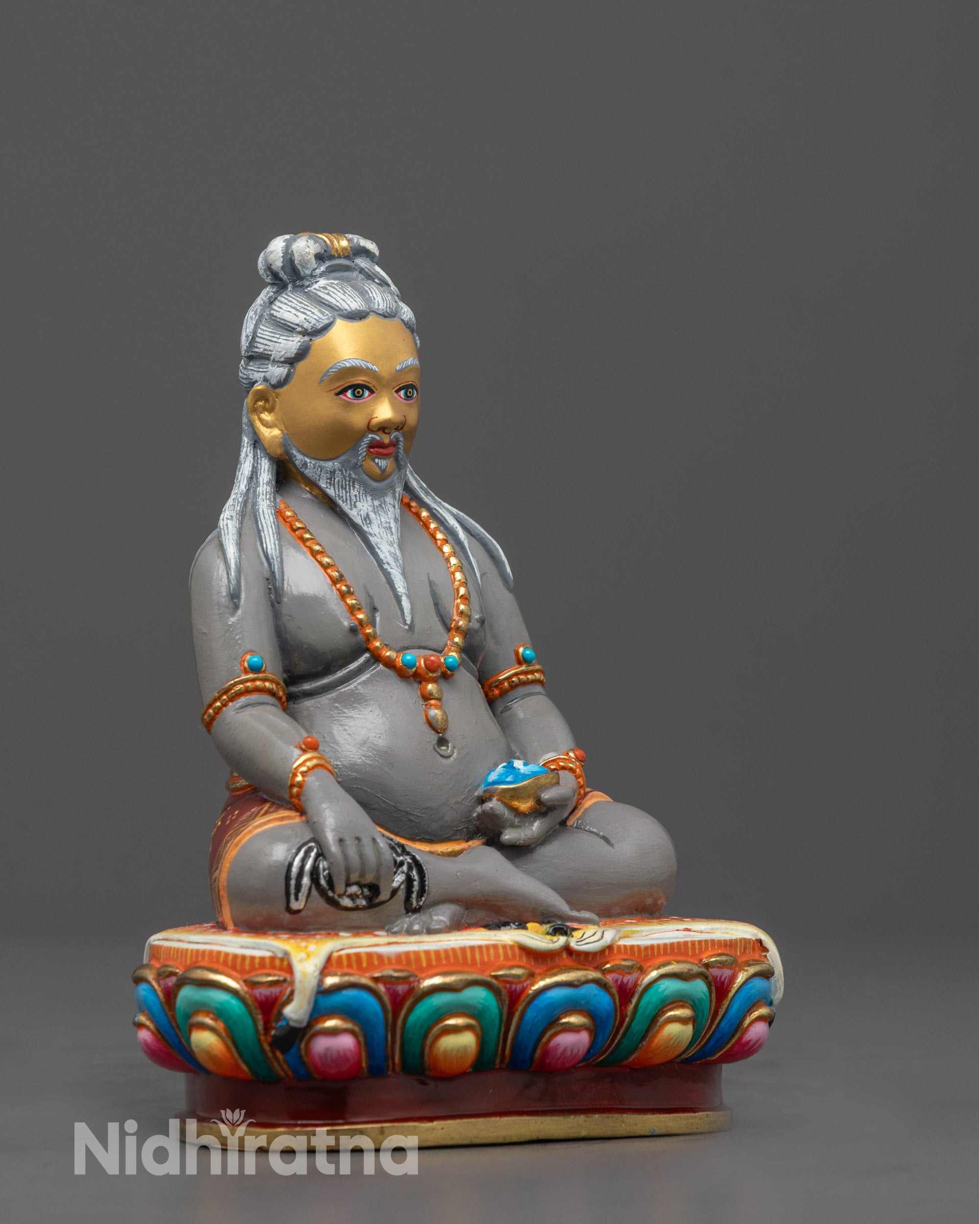 Side View of Thangtong Gyalpo Tibetan Copper Statue