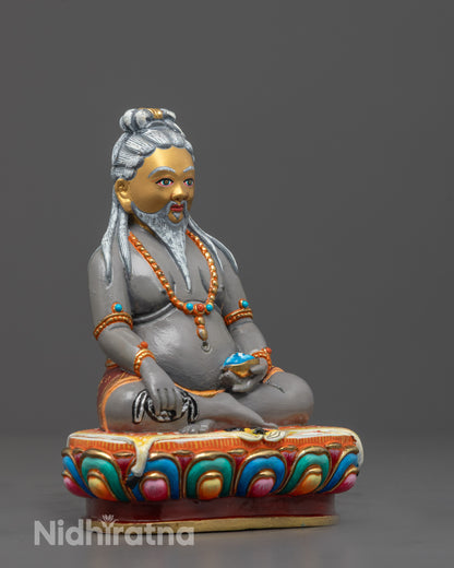 Side View of Thangtong Gyalpo Tibetan Copper Statue