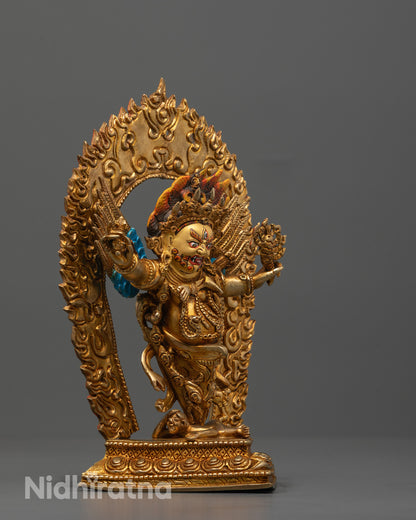 Side angle of Dorje Phurba Statue highlighting the glowing halo