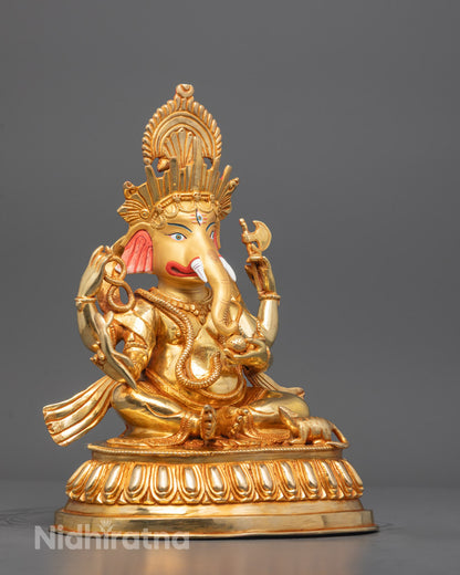 Side angle showing Ganesh Ji holding axe, mala, and elephant trunk with intricate carvings