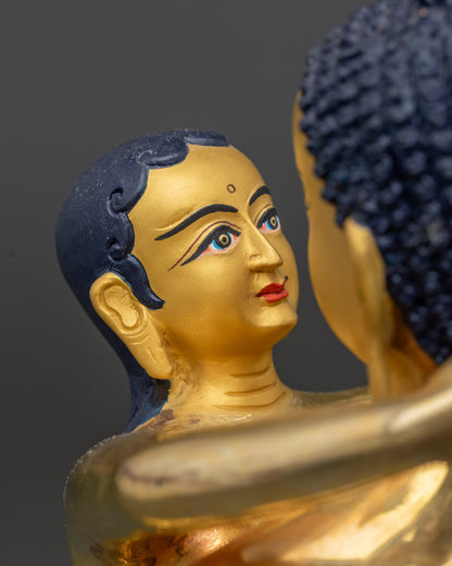 Side close up of Samantabhadra Buddha Statue with lotus base Nepal