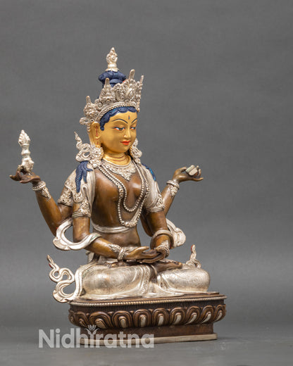 Side profile of Prajnaparamita statue handcrafted in Patan