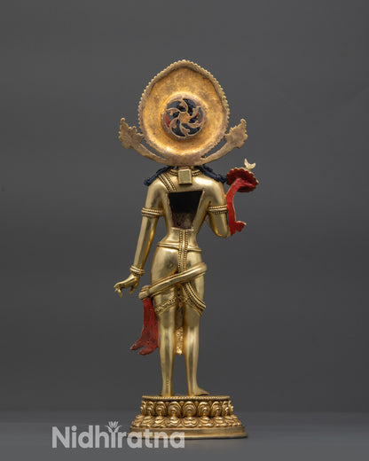 Side view Akashagarbha from Eight Bodhisattvas set with lotus pedestal and jewels