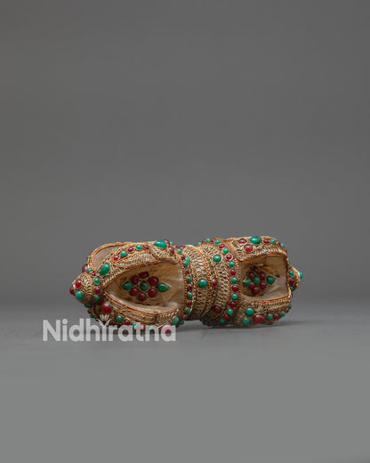 Side view Double-Ended Crystal Dorje Vajra showing lotus-inspired ends