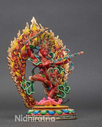 Side view Kurukulla four arms hook noose floral bow arrow Nepal statue