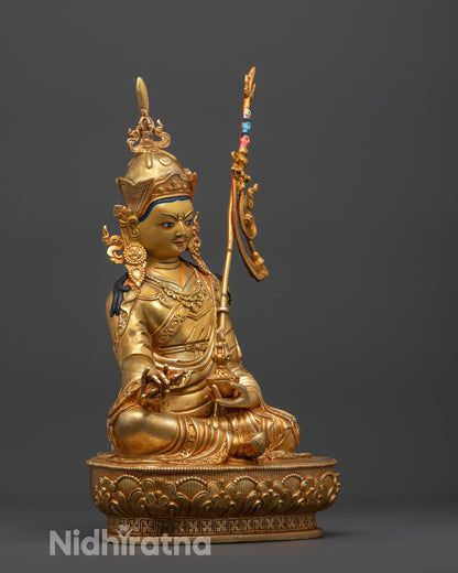 Side view Padmasambhava Guru Rinpoche Statue highlighting semi-wrathful expression

