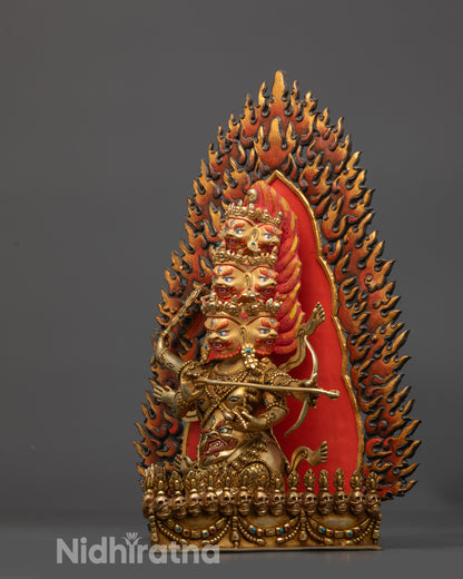 Side view Rahula naga body with bow and arrow detail

