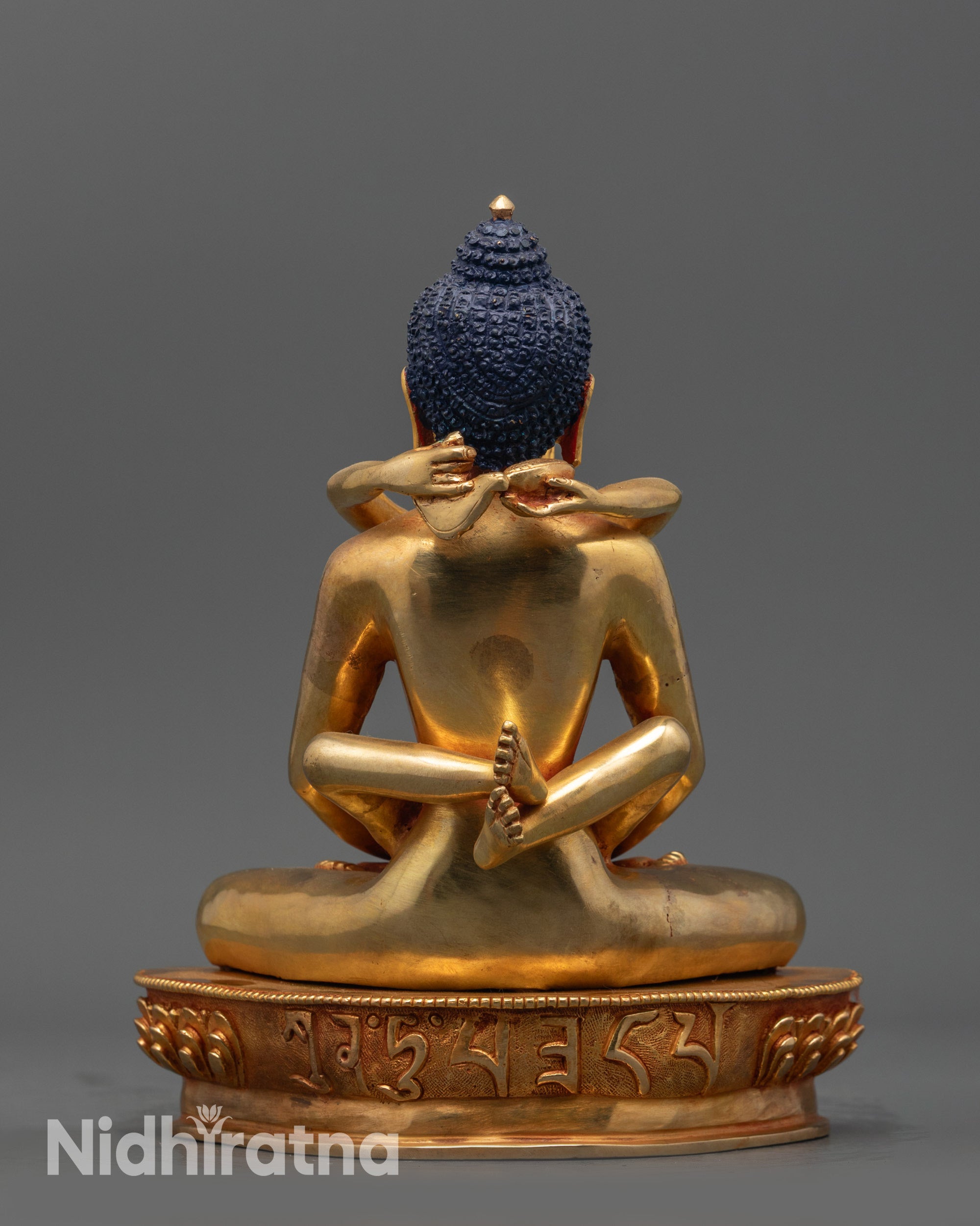Side view Samantabhadra and consort seated on lotus pedestal Nepalese Buddhist statue
