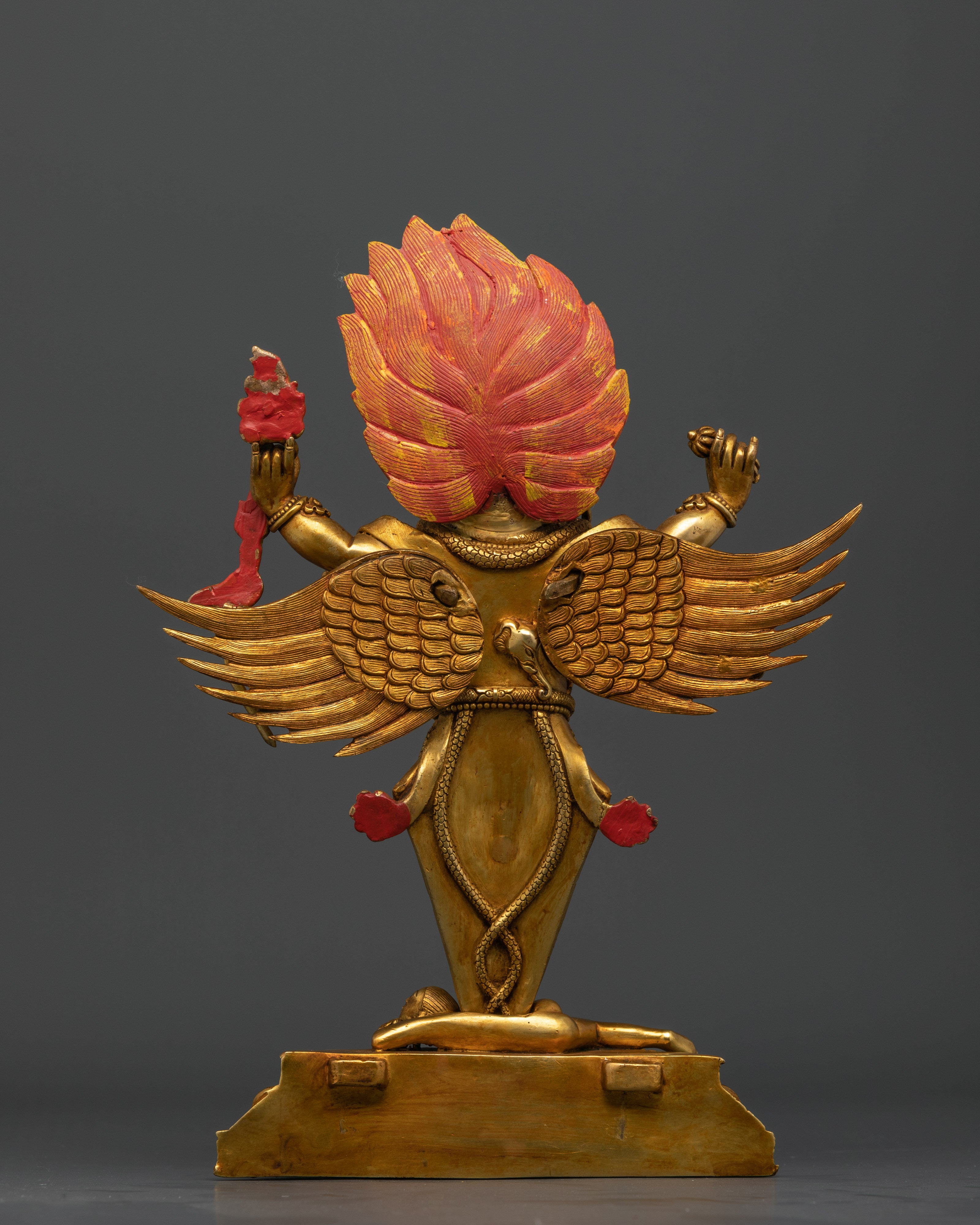 Side view Vajrakilaya standing lotus throne halo tantric deity Nepalese copper art
