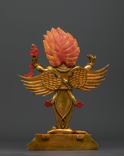 Side view Vajrakilaya standing lotus throne halo tantric deity Nepalese copper art