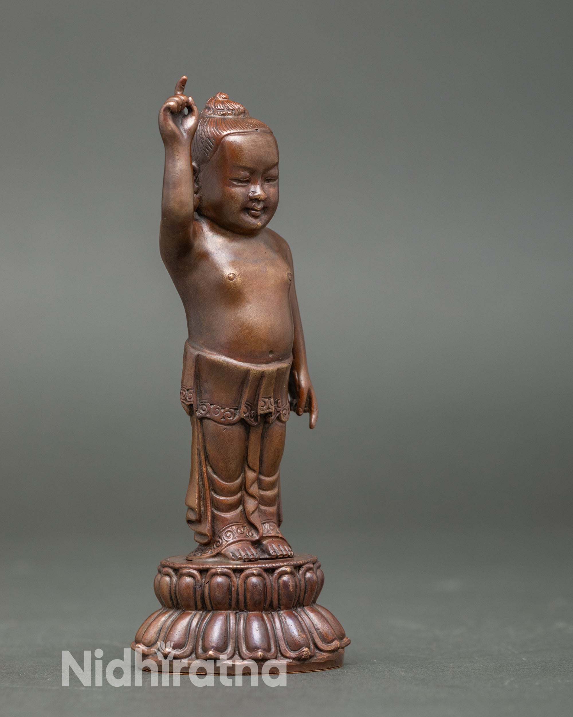 Side view artisan-crafted Littel Buddha standing Buddha statue for meditation and sacred décor