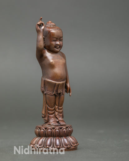 Side view artisan-crafted Littel Buddha standing Buddha statue for meditation and sacred décor