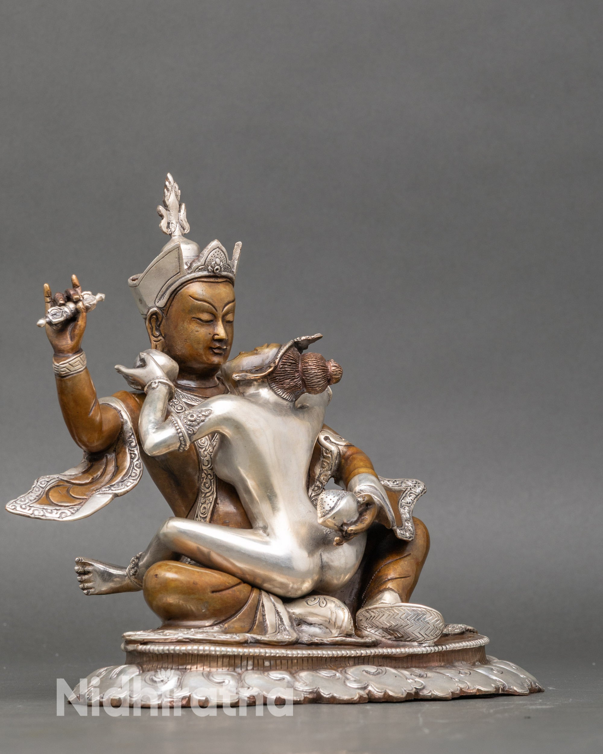 Side view consort with kartika and kapala tantric Buddhist statue Nepal