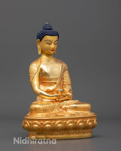 Side view of Amitabha Buddha Sculpture showing detailed robe design and serene posture