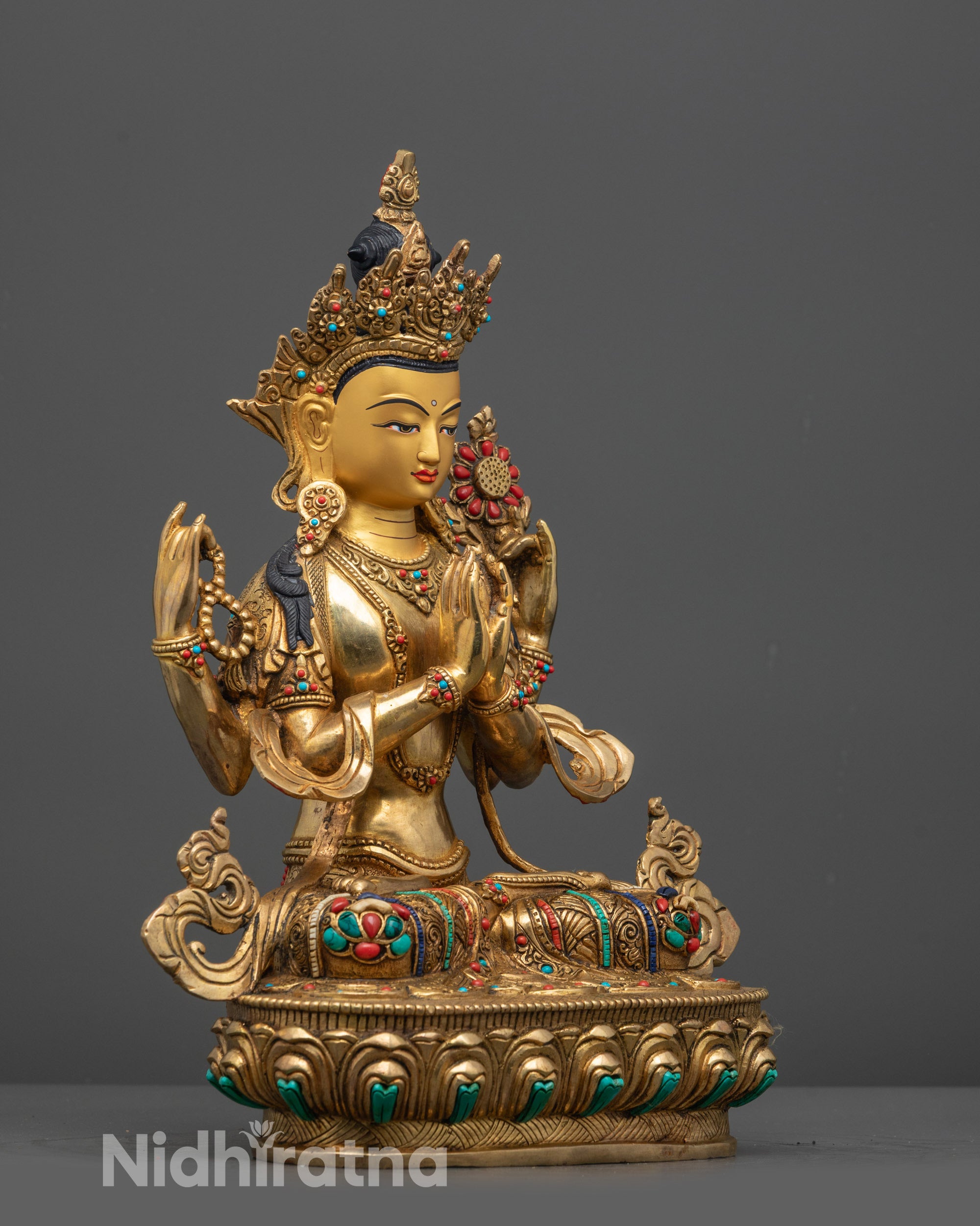 Side view of Chenrezig Meditation and spiritual décor 