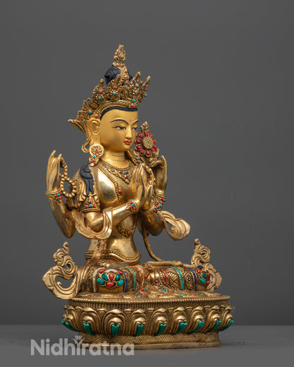 Side view of Chenrezig Meditation and spiritual décor 