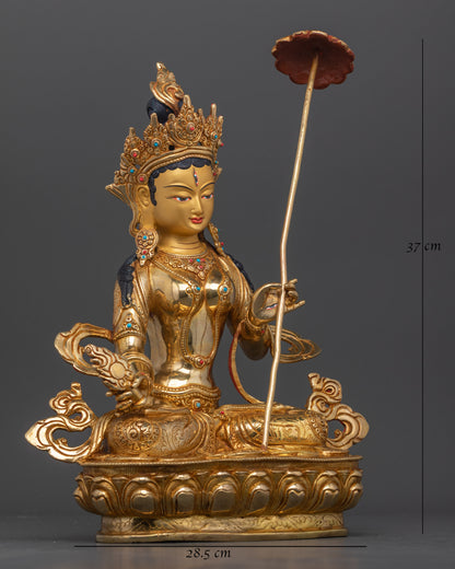 Side view of Dukar Sitatapatra statue, handcrafted Newari sculpture for meditation