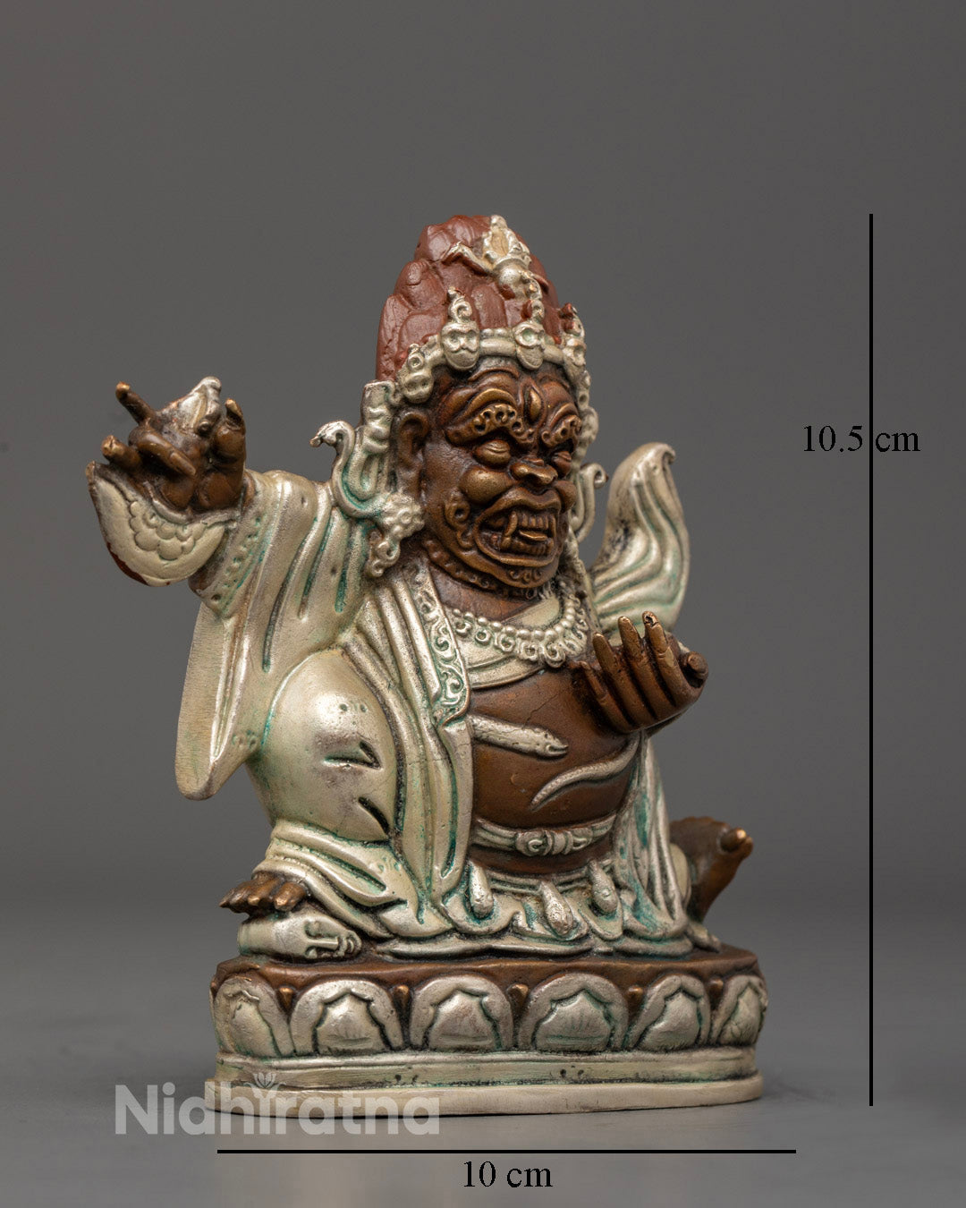 Mahakala Bernagchen Statue in Oxidized Copper