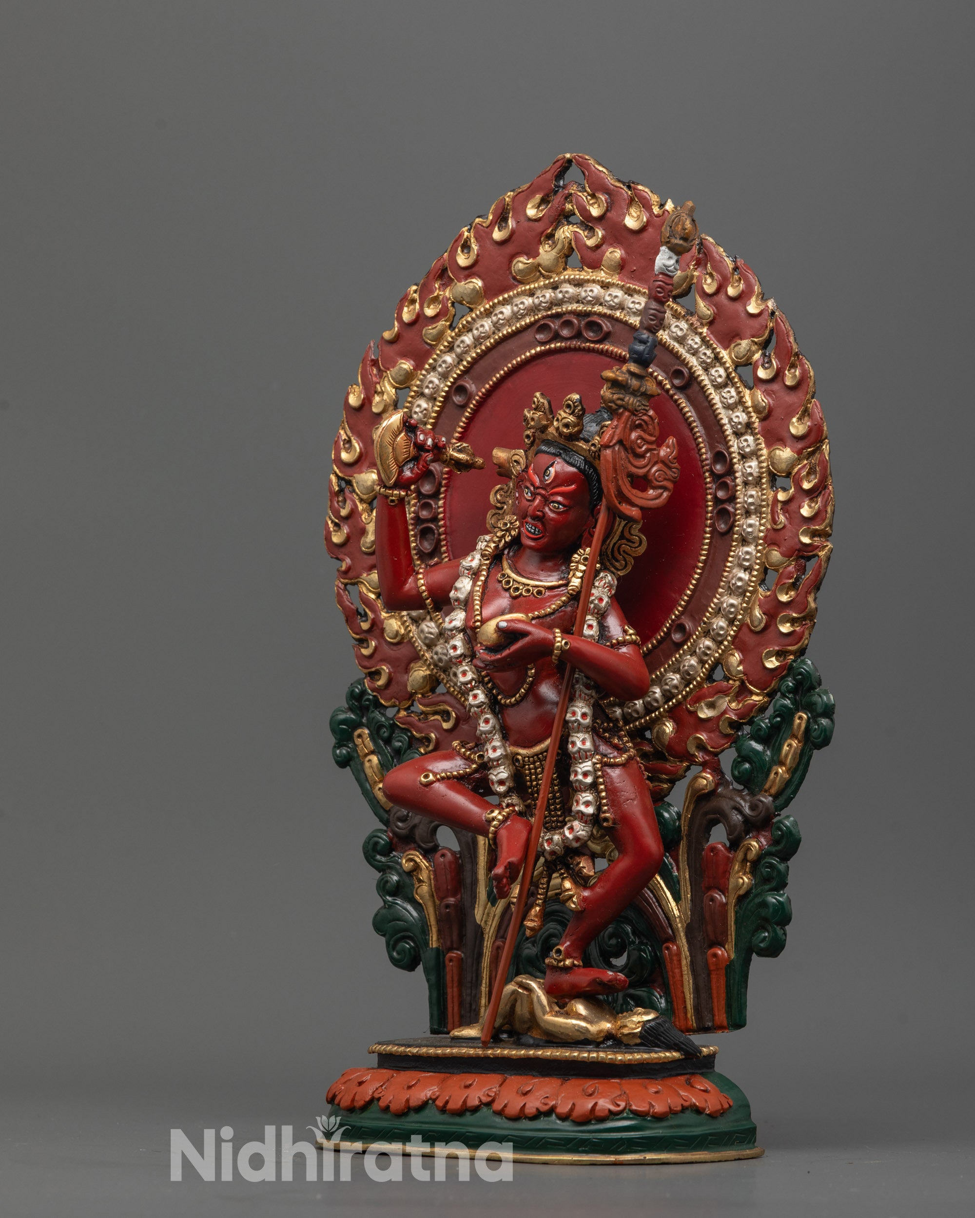 Side view of Premium Copper Dorje Phagmo Statue with Detailed Lost Wax Carving