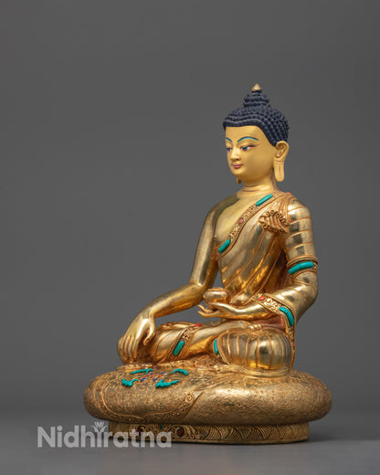Side view of Shakyamuni Buddha Statue featuring a hollow chamber for consecration