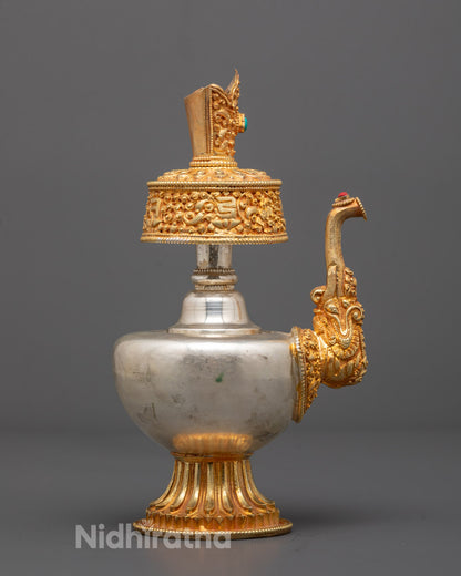 Side view of Traditional Tibetan Chegumba statue handcrafted by master artisan
