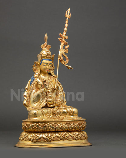 Side view of Tsokye Dorje copper statue, traditional lost-wax craftsmanship from Patan