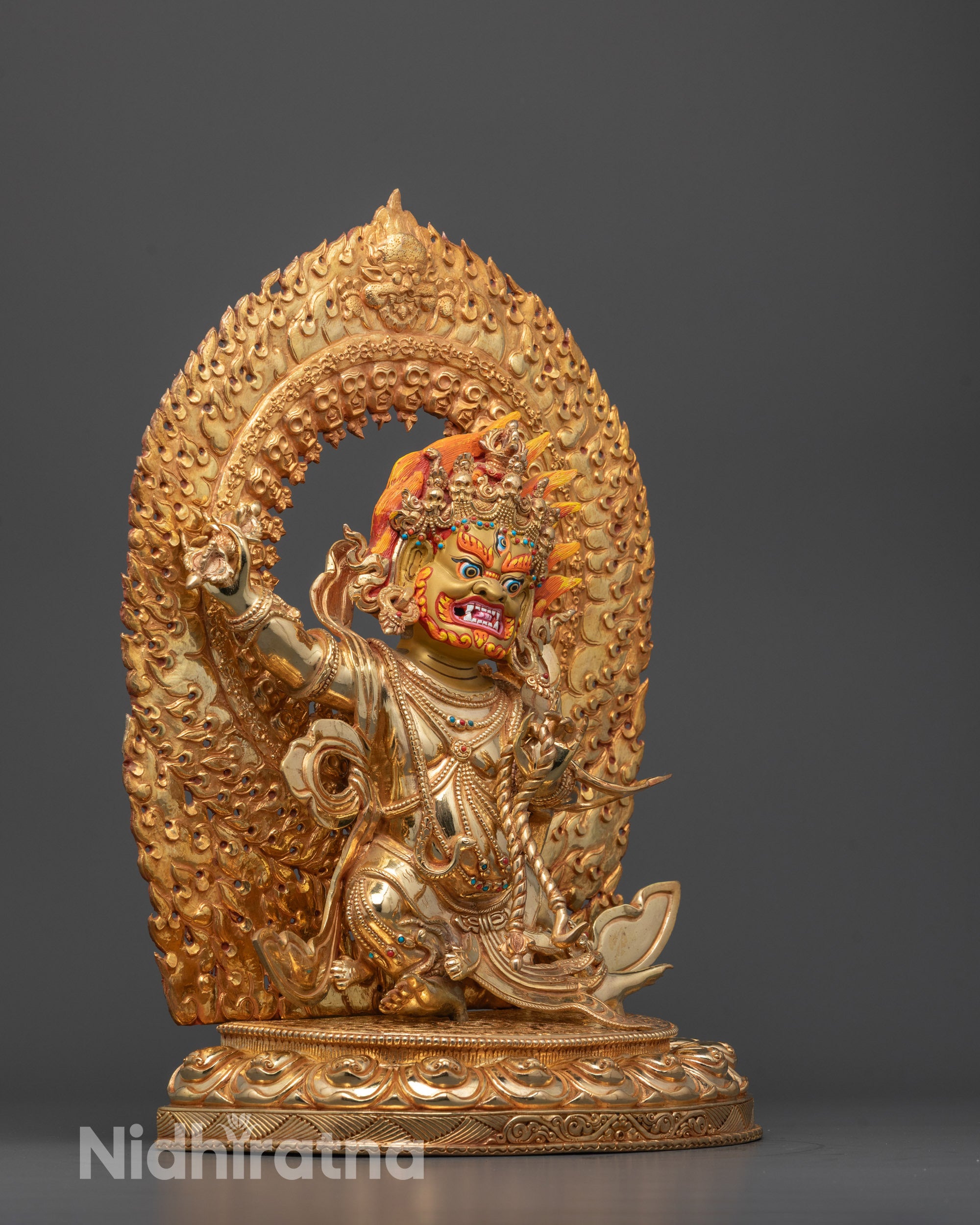 Side view of Vajrapani Statue highlighting intricate details