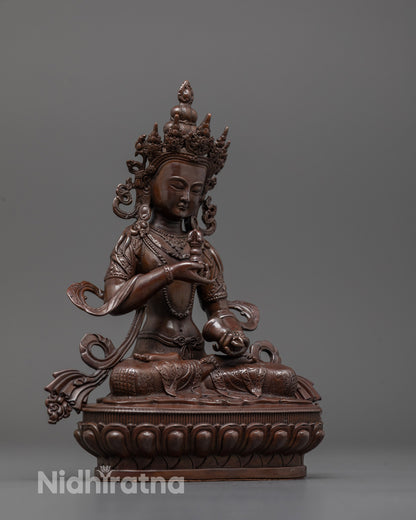 Side angle of Vajrasattva statue highlighting smooth symmetry and spiritual expression
