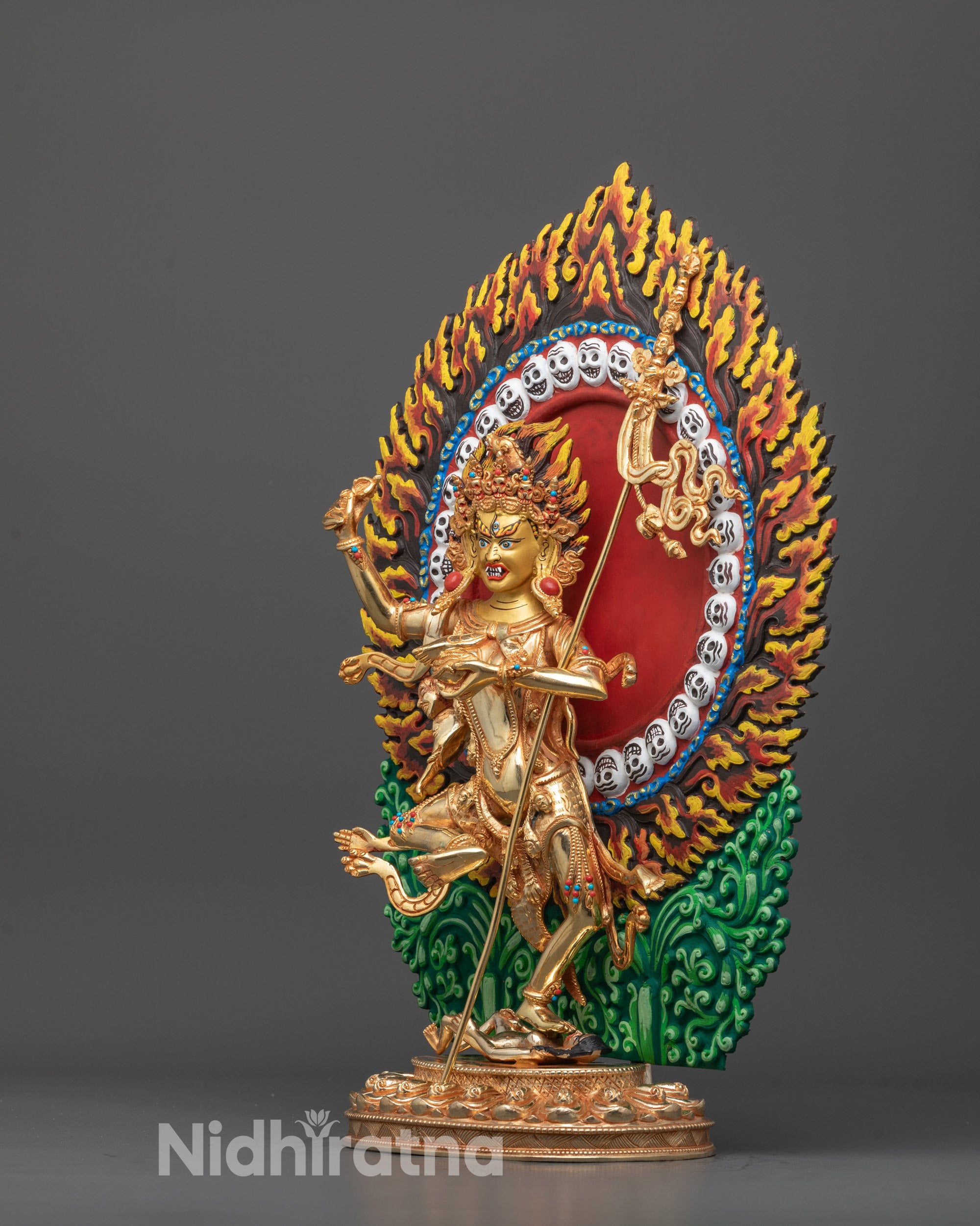 Side view of Troma Nagmo statue showing hollow chamber for consecration